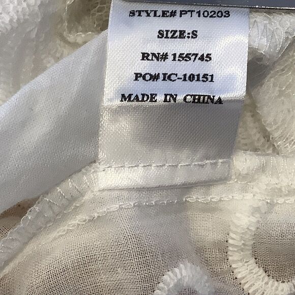 P Cill Cropped Blouse Top Size Small White Embroidered Flowers Lace Sheer NEW - Picture 13 of 13